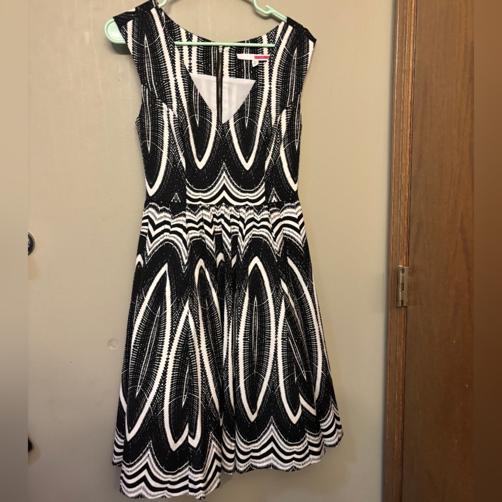 Tracy Reese Monochrome Patterned Midi Dress